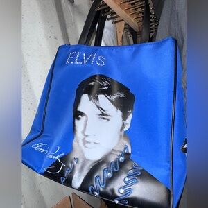 Elvis Blue Rhinestone Tote Bag Perfect Size For Any use
